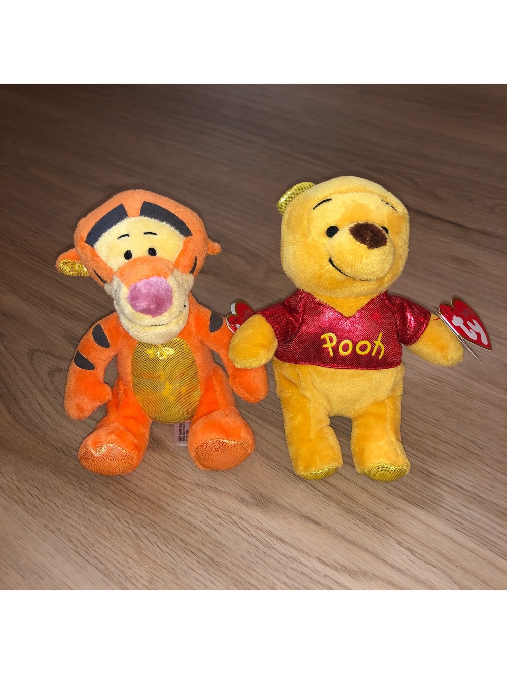 TY BEANIE BABY SPARKLE DISNEY 2 PLUSH LOT WINNIE THE POOH & TIGGER NEW W TAGS 6”